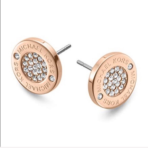 Michael Kors Jewelry - NWT authentic MK rose gold tone logo stud earrings
